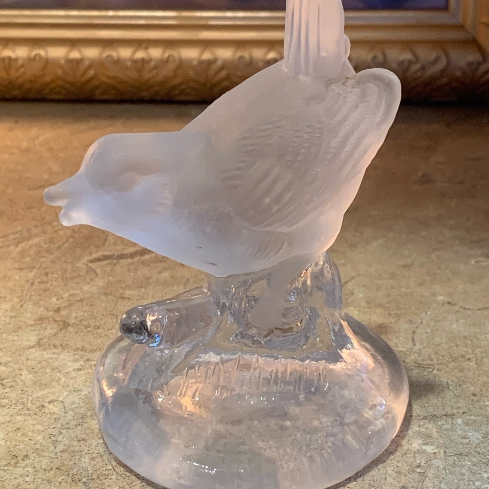 Elegant Frosted Glass Bird Figurine